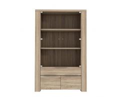 NEWFACE Calpe Vitrine mit 2 Glastüren, 1 Schubkasten, Holz, sonoma eiche, 110 x 50 x 186.8 cm