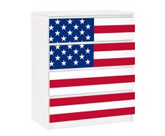 Apalis 91253 Möbelfolie für Ikea Malm Kommode - selbstklebende Flag of America 1, gröÃe 4 mal, 20 x 80 cm
