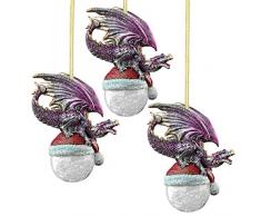 Design Toscano QS993522 Weihnachtskugel 2015 Nordpoldrache: 3er Set, Harz, mehrfarbig, 5 x 12,5 x 16,5 cm