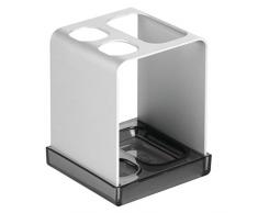 InterDesign 49276EU Metro Ultra Zahnbürstenhalter für Badezimmer, Waschtisch, Aluminum, silber/smoke, 8.1 x 8.1 x 10.7 cm