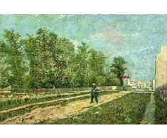 OdsanArt 12 x 8 cm, Impressionismus andere Man mit Spaten in der ParisSuburb, Vincent van Gogh Hochwertiger, edler Kunstdruck auf Leinwand