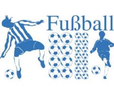 Graz Design 770078_100x57_053 Wandtattoo Set Kinderzimmer Fuball Blle mit Fuballspieler Jungs 100x57cm Hellblau