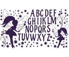 Graz Design 770054_100x57_040 Wandtattoo Wandaufkleber Set fr Kinderzimmer ABC Buchstaben Fee Sterne 100x57cm Violett