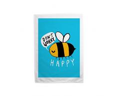 Katie Abey Don t Worry Bee Happy Geschirrtuch Print, Mehrfarbig, 70Â x 46Â cm