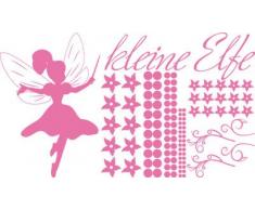 Graz Design 770089_100x57_045 Wandtattoo Set Kinderzimmer Mädchen Spruch kleine Elfe mit Blumen 100x57cm Hellrosa