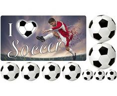 Graz Design 721300_100x57 Wandsticker Wanddeko Aufkleber Set fr Kinderzimmer Fuballer I love Soccer (Gre=100x57cm)