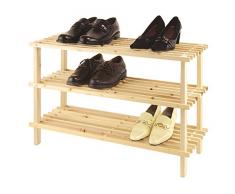 axentia Holzschuhregal mit 3 Ablageflächen für insgesamt 9 Paar Schuhe, Schuhablage mit Stecksystem und FSC-Zertifizierung, das Holzregal lässt sich ohne lästiges Schrauben montieren, Schuhbank mit den MaÃen ca.