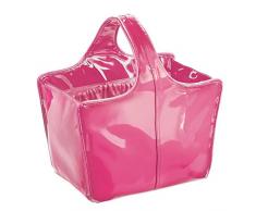 InterDesign 62452EU Remy Vegane Lackleder Aufbewahrungstasche für Badezimmer Dusche, Studentenwohnheim, Strand - Medium, Plastik, fuchsia/rosa, 30.48 x 19.05 x 38.1 cm