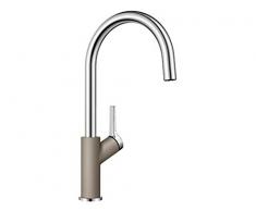 Blanco Carena, Küchenarmatur - Einhebelmischer, Hochdruck-Wasserhahn für die Küche, tartufo / chrom, 1 Stück, 520978