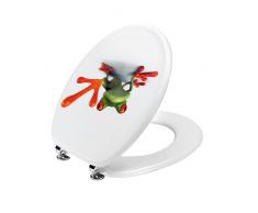 SANIPLAST Frog WC Sitz, Holz, mehrfarbig, 43.6Â X 37.7Â x 5Â cm