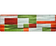 DECO-MAT Rutschfester Teppich-Läufer 80 x 250 cm ohne Rand für den Innenbereich oder Eingangsbereich, 80 x 120 cm, Moderne / Grün-Grau-Orange