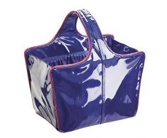 InterDesign 62453EU Remy Vegane Lackleder Aufbewahrungstasche für Badezimmer Dusche, Studentenwohnheim, Strand - Medium, Plastik, marineblau/Korallenfarben, 30.48 x 19.05 x 38.1 cm