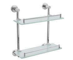 Nicol 7123100 EOS Wand-Regal mit 2 Ablageflächen aus satiniertem Glas, Metall, chrom, 8.5 x 46.8 x 30.7 cm