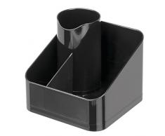 InterDesign 38787EU Clarity Haarstylingprodukte-Halter, Halter für Fön für Badezimmer Waschtisch - schwarz, Plastik, Black, 16.5 x 16.5 x 14.6 cm