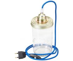 Ma Gartenhaus Stadt blau Saphir S Lampe Topf Textil Kabel Glas blau Saphir S