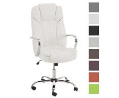 TPFLiving Premium XXL Bürostuhl Chefsessel Schreibtischstuhl DALLAS weià belastbar bis 215 kg hochwertig bequem Kunstleder Fixier- und Wippfunktion stabile Castor Rollen in 8 Farben wählbar