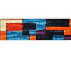 DECO-MAT Rutschfester Teppich-Läufer ohne Rand für den Innenbereich oder Eingangsbereich, 80 x 250 cm, blue - orange