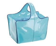 InterDesign 62451EU Remy Vegane Lackleder Aufbewahrungstasche für Badezimmer Dusche, Studentenwohnheim, Strand - Medium, Plastik, türkis/Dunkelblau, 30.48 x 19.05 x 38.1 cm