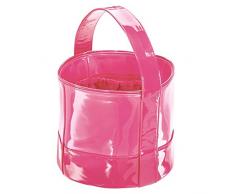 InterDesign 62352EU Remy Vegane Lackleder Aufbewahrungstasche für Badezimmer Dusche, Studentenwohnheim, Strand, Plastik, fuchsia/rosa, 20.32 x 20.32 x 36.83 cm
