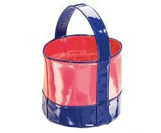 InterDesign 62353EU Remy Vegane Lackleder Aufbewahrungstasche für Badezimmer Dusche, Studentenwohnheim, Strand, Plastik, marineblau/Korallenfarben, 20.32 x 20.32 x 36.83 cm