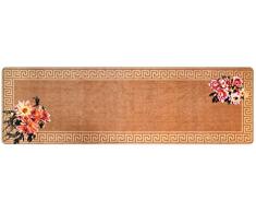 DECO-MAT Rutschfester Teppich-Läufer ohne Rand für den Innenbereich oder Eingangsbereich, 80 x 250 cm, antike blumen / beige