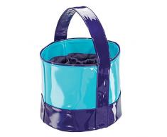 InterDesign 62351EU Remy Vegane Lackleder Aufbewahrungstasche für Badezimmer Dusche, Studentenwohnheim, Strand, Plastik, marineblau/türkis, 20.32 x 20.32 x 36.83 cm
