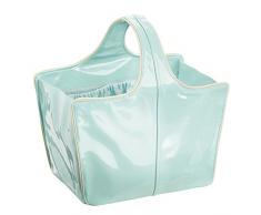 InterDesign 62450EU Remy Vegane Lackleder Aufbewahrungstasche für Badezimmer Dusche, Studentenwohnheim, Strand - Medium, Plastik, mint/gold, 30.48 x 19.05 x 38.1 cm