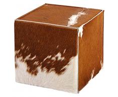 Syltiges 30125 Edler Sitzhocker aus Kuhfell und Wollfilz, 40 x 40 x 40 cm, braun