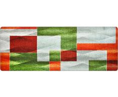DECO-MAT Rutschfester Teppich-Läufer ohne Rand für den Innenbereich oder Eingangsbereich, 80 x 200 cm, Moderne / Grün-Grau-Orange