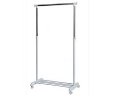 STORE,IT 670148 Roll-Kleiderständer - Höhenvertsllbar, Metall/ Kunstoff, Weiß, 84 x 44 x 101 cm