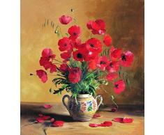 GMMH Diamond Painting Set Bild 40 x 50 Diamant Malerei Stickerei Handarbeit Basteln Mosaik Steine Blumen Korb Mohn Mohnblumen