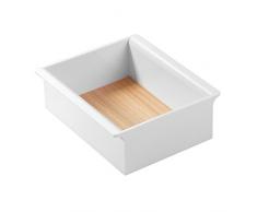 InterDesign 90670EU RealWood Kosmetik-Organizer für den Waschtisch, Pflegeprodukte - Klein, Plastik, weiÃ/helles Holz, 17.6 x 15.14 x 6.2 cm