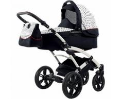 Kombi Kinderwagen Voletto Tupfen mit Wickeltasche, weiß-schwarz