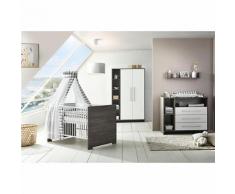 Komplett Kinderzimmer Eco Fleetwood (Kombi-Kinderbett 70 x 140 cm, Umbauseiten, Wickelkommode und Kleiderschrank 2-trg. mit Seitenregal), Dekor weiß/Holzdekor Fleetwood