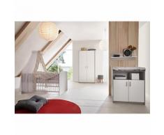 Komplett Kinderzimmer Classic Grey (Kombi-Kinderbett 70 x 140 cm mit Umbaukit, Wickelkommode und Kleiderschrank 2-trg.), Dekor weiß/grau