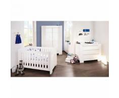 Komplett Kinderzimmer SKY groß, (Kinderbett, Wickelkommode breit und 2-türiger Kleiderschrank), Weiß/Hochglanz