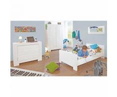 Jugendzimmer SKY groß, 3-tlg. (Jugendbett, Kommode und großer 2-türiger Kleiderschrank), Weiß/Hochglanz
