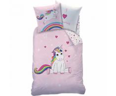 Wende- Kinderbettwäsche Einhorn Rainbow, Renforcé, 135 x 200 cm