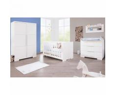 Komplett Kinderzimmer POLAR groß, (Kinderbett, Wickelkommode breit und 2-türiger Kleiderschrank), weiß edelmatt