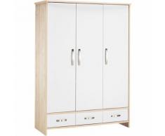 Kleiderschrank Honey, Ahorn/weiß, 3-türig