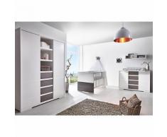 Komplett Kinderzimmer Maxx Fleetwood (Kombi-Kinderbett 70 x 140 cm, Umbauseiten, breite Wickelkommode und Kleiderschrank 2-trg. mit Mittelregal), Dekor/MDF weiß, Holzdekor Fleetwood