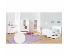 Komplett Jugendzimmer NINA groß, 3-tlg. (Jugendbett, Kommode und großer 2-türiger Kleiderschrank mit Mittelregal), massiv/Weiß lasiert