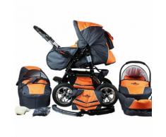 Kombi Kinderwagen Milano, 10 tlg., orange & grey