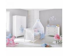 Komplett Kinderzimmer SMILLA, (Kinderbett, Wickelkommode und Kleiderschrank 2-trg.), Kiefer weiß lasiert