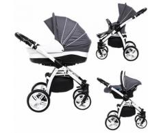 Kombi Kinderwagen Indigo, 3 in 1, White Collection, Grey, 2017