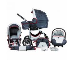 Kombi Kinderwagen Capri, 10 tlg., grey & red stripes