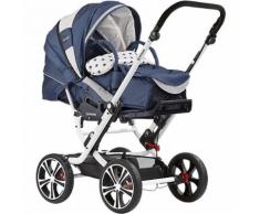 Kombi Kinderwagen F10 Air+ inkl. C-Lift Tragetasche, Gestell weiß, blau/hellgrau/ Streifen grau/ Sterne hell-dunkel, 2016