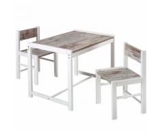 Kindersitzgruppe Sammy, 2 Stühle/ 1 Tisch, shabby chic/buche massiv weiß