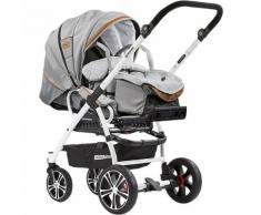 Kombi Kinderwagen F4 Air+ inkl. C1-Lift Tragetasche, Gestell weiß, steingrau, 2017