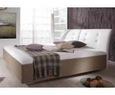 Rattanbett Divan mit Lederkopfteil